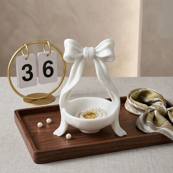 Bow-Shaped Jewelry Dish and Storage Tray for Rings Necklaces Bracelets and Earrings Cosmetics Jewelry Organizer Room Decor 260507