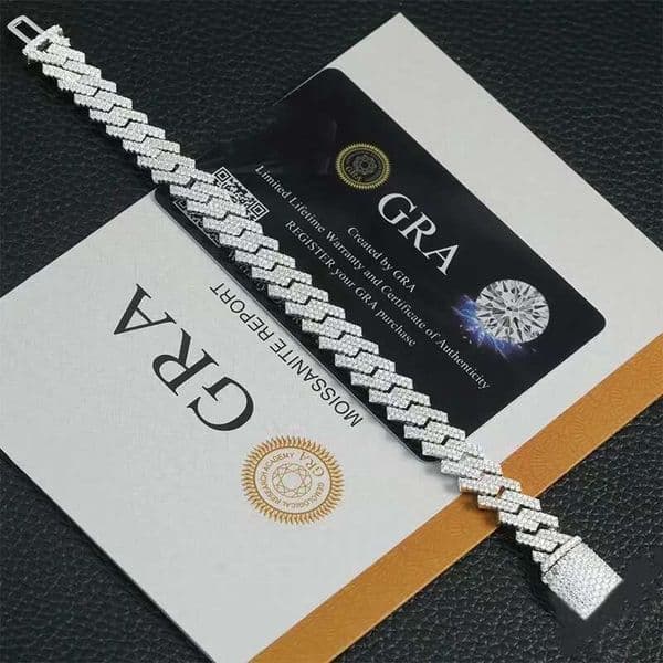 High designer braceletvvs moissanite cuban link chain for men 15MM wide 2 row prong iced out dia necklace rapper rock personalize hip hop mens jewelry woman gift