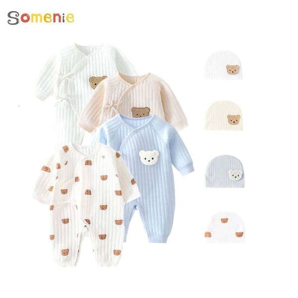 Somenie Boys Girls Bodysuit Newborn Winter Onesie Clothes Cotton Toddler Home Wear 0-6M Thickened Spring and Autumn Clothing 26Y0507