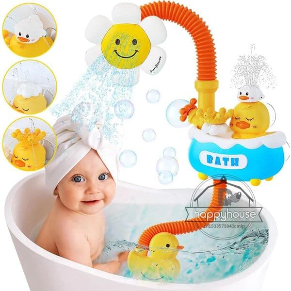 Baby Bath Toys Bath Shower for Toddler 4 in 1 Bathtub Toy with Sunflower Shower 3 Water Spray Sprinkler BathTub Toys for Baby 260507