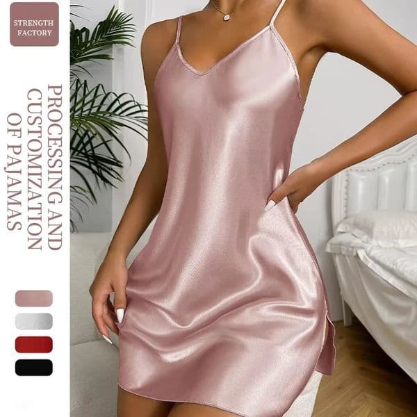 Womens small fresh short dress home casual breathable pajamas nightdress silk home wear 260508