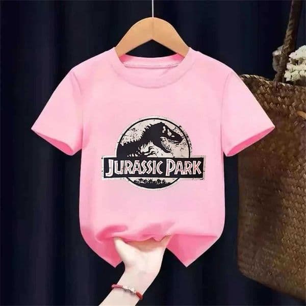 Casual Tops Jurassic Park Dinosaurs Print Children T-shirt Summer Fashionable Suitable Boys Girls Aged 2-12 Cotton Short Sleeved L260508
