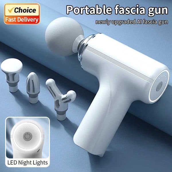 Portable AI Fascial Massage Gun Electric Percussion Massager Body Ration With 4 Replaceable Massage Head LED Night Light Z260504