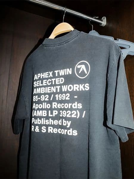 Men T-Shirt Aphex Twin Washed Black Print Cotton Graphic Oversized Korean Fashion Short Sleeve Tops Tees Y2k Streetwear Clothing 260507