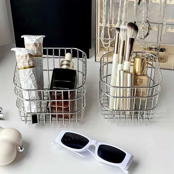 Stainless Steel Storage Basket-Mti-pose Organizer for Bathro KitchenDesk - Bathro Organizers And StorageShelf BasketsJ260508