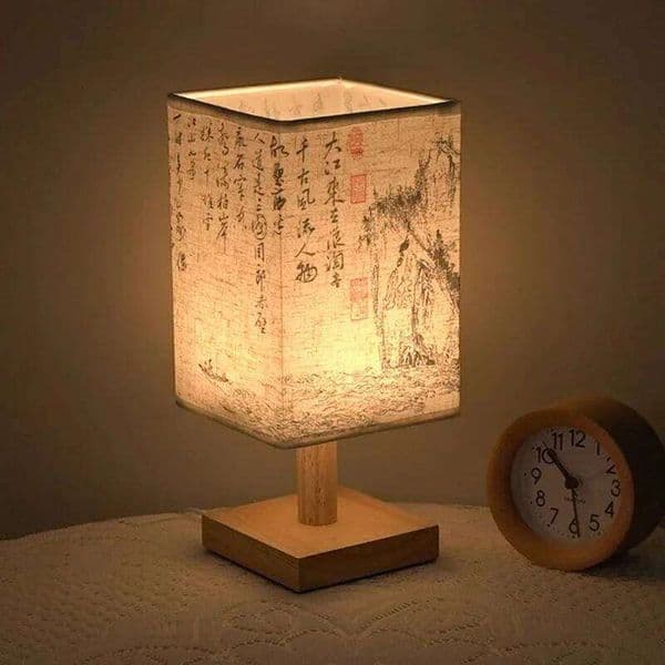 LED Decoration Table Lamps Simple Chinese Style Dimmable Plug Night Light Fabric Lampshade Square Bedroom Bedside Desk Lights S260507