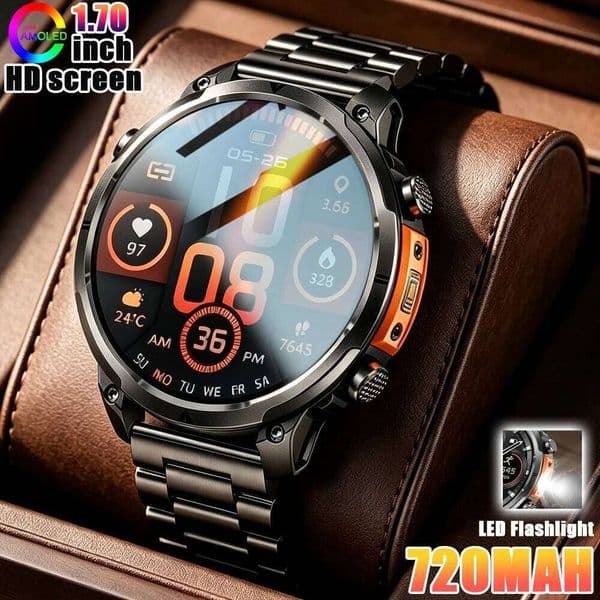 2026NEW Smartwatch Outdoors 1.70''HD screen Sports Modes GPS Waterproof BT call Health monitoring LED Flashlight Compass 26Y0507