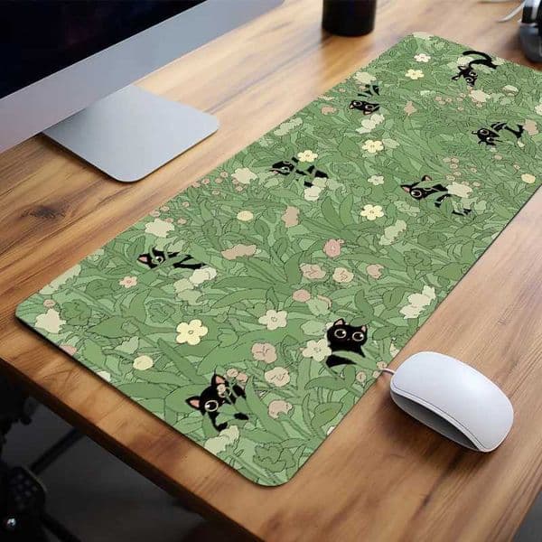 Cute Black Cat Mouse Pad Large E-sport Computer Keyboard Pad Mouse Mat Natural Rubber Anti-Slip Office Desk Pad Gift for FriendT260508