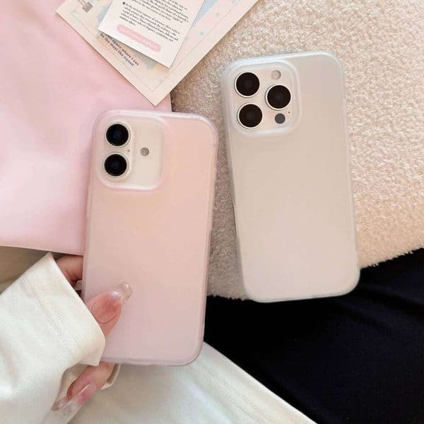 Clear White Pink Phone Case For iPhone 16 Pro Max Plus 15 14 13 12 11 Soft Mini Matte Shockproof Transparent Cover Girls 26W0508