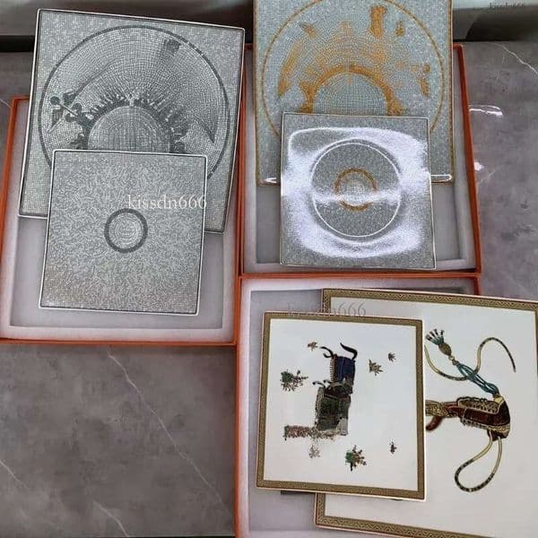 European War Horse Series Bone Porcelain Square Plate Rice Cake Personalized Steak Square Plate Tableware Set