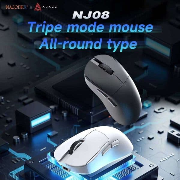 AJAZZ NJ08 Tri-Mode Wired/2.4G/BT Gaming Office Mouse with RGB Lighting and Lightweight Design 26L0508