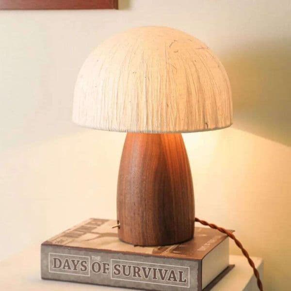 Japanese Retro Wooden Mushroom LED E27 Table Lamps Rice Paper Lampshade Creative Living Room Bedroom Study Restaurant Desk Light S260507