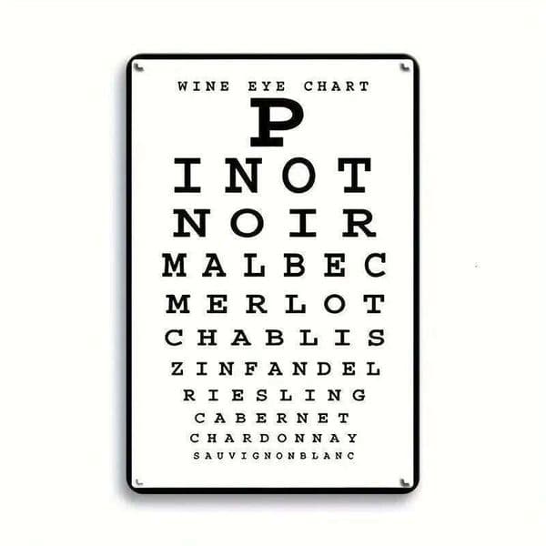 Vintage Metal Tin Sign, Retro Funny Lover Eye Chart Wall Art Decor, Rustic Bar Pub Kitchen Wine Variety Plaq 26Y0507