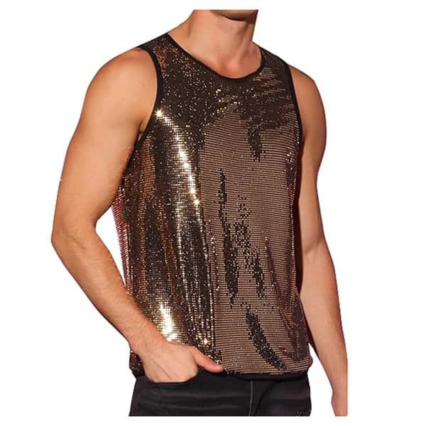 Stylish Sparkly Simple T Shirt Sveless Vest Stage Performance Clothing Summer Tank Tops Male T-Shirt Casual Vest Tank Top L260508