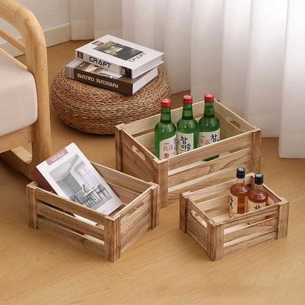 1pcs Wooden Storage Box Solid Wood Mti-pose Container For Sundries He Off Laundry Organizer Eco-FriendlyJ260508