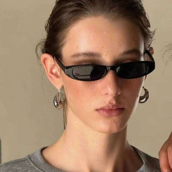Popular Small Narrow Cat Eye Sunglasses Women Men's Luxury Brand Black Red Sun Glasses Retro Tiny Rectangle Candy Shades 26Y0508