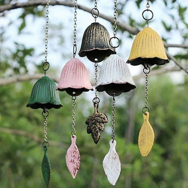 Creative Japanese Cast Iron Wind Chime Decoration Metal Retro Leaf Bell Balcony Outdoor Garden Hanging Decorate 26W0508