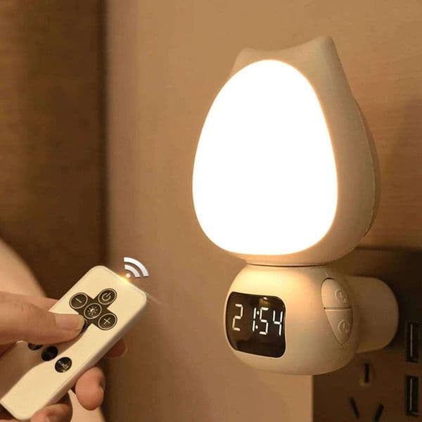 Mini LED Digital Table Clock Cute Child Multifunctional 3Color Night Light Stepless Dimming Bedroom Bedside Lamp For Home Living S260507