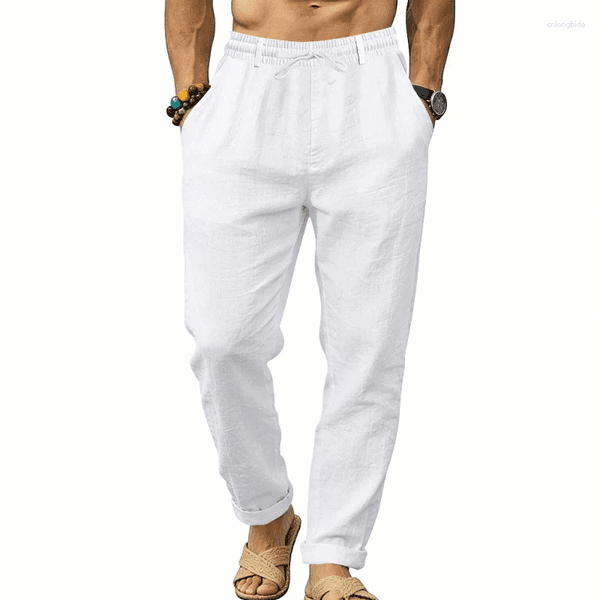 Men's Pants Cross-border Products Spring And Autumn Linen Leisure Sports Loose Vacation Commuter Straight Trousers