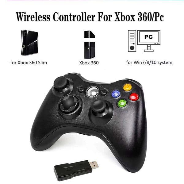 2.4G Wireless/wired For 360 Game Controller with Dual-Vibration Turbo Compatible Xbox 360/360 Slim and PC Window S260506