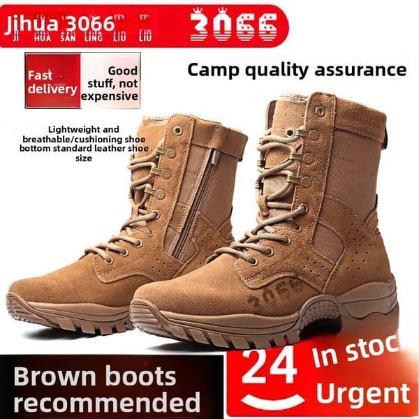 Brown outdoor combat military black men's tactical desert leather hiking training boots