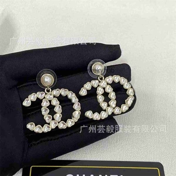 Designer jewelry channels Earrings Heart-shaped diamond earrings for women full of diamonds cc earrings
