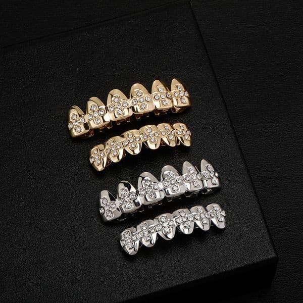 Hip-hop trend - Exaggerated diamond decorations on braces - Men's personalized, versatile and cool morganite jewelry