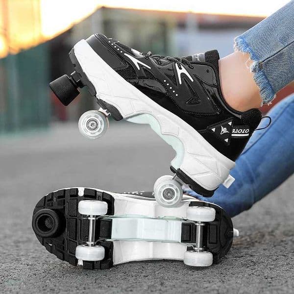 Children Roller Sneakers With 4 Wheels Skates Adult Runaway Parkour Deformation Shoes For Women Men Youth Kids Gift L260508M6T7