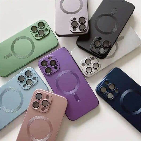 Luxury Magsafe Wireless Charge Phone Case For iPhone 14 13 12 Pro Max 15 Plus Magnetic Matte Bumper Lens Protection Cover 26W0508