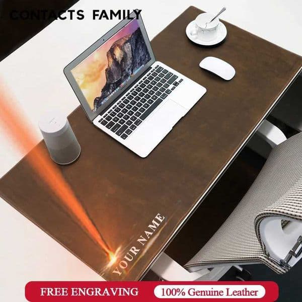 CONTACTS FAMILY Genuine Leather Mouse Pad Cowhide Large Desk Mat Computer Mousepad Keyboard Table Cover for PC Gamer LaptopT260508
