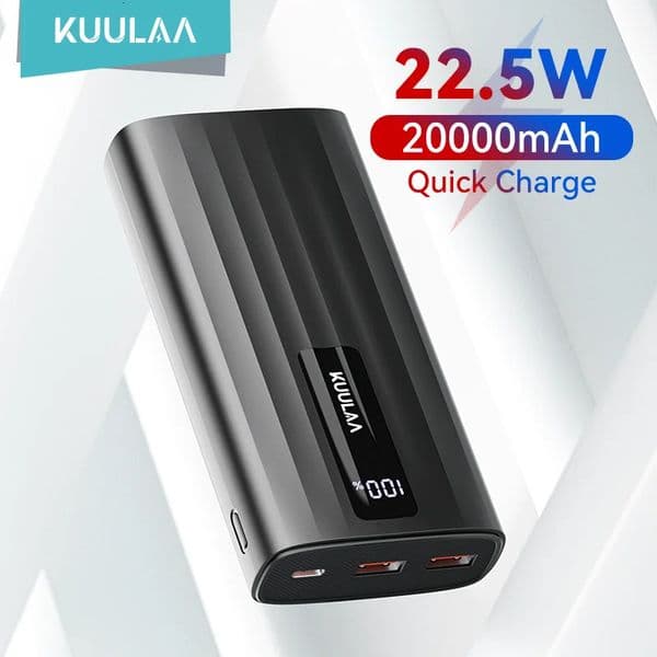 KUULAA 20000mAh/10000mAh Power Bank 225W PD Fast Charging Portable Charger External Battery For iPhone 15 14 13 260427