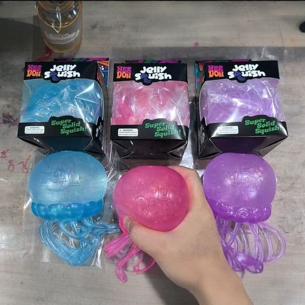 100 pieces NeeDoh Jelly Squish Jellyfish Decompression Toy Fidget Sensory Toy Stress Relief Squishy Cube Anti-Anxiety Squeeze Object