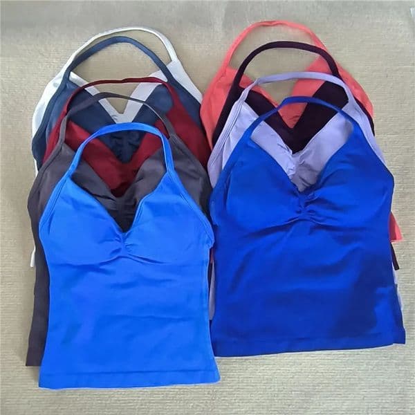 HBC Longline Strappy Top V Neck Sports Yoga Vest Womens Fitness Tank Top Gym Beautiful Open Back Bra Running Workout Halter Top 260507