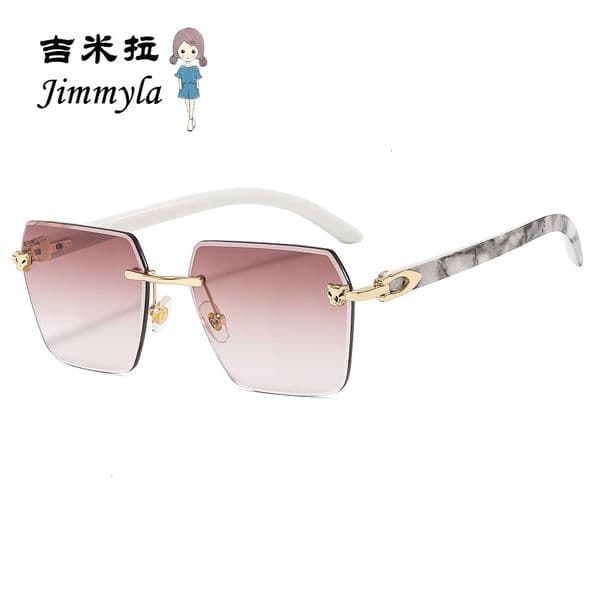 Luxury Brand Designer Jewelry New Kajia Leopard Head Metal Sunglasses For Men And Women Rimless Cut Edge Sunglasses Flower Leg Gradient Lens Glasses
