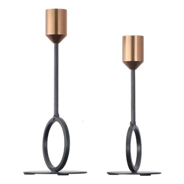 Christmas Gold Taper Candle Holders Black Iron Candlesticks Stand Livingroom Decor Wedding Party Table 26Y0508