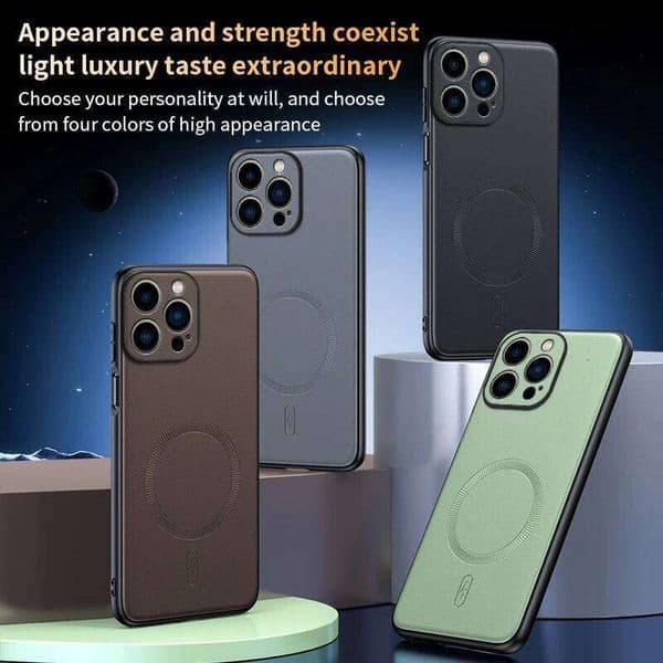 For IPhone Air 14 15 Plus 16E 13 17 Pro Max Phone Case Magnetic Wireless Charging Lens Protect Silicone Leather Back Cover Cases 26W0508
