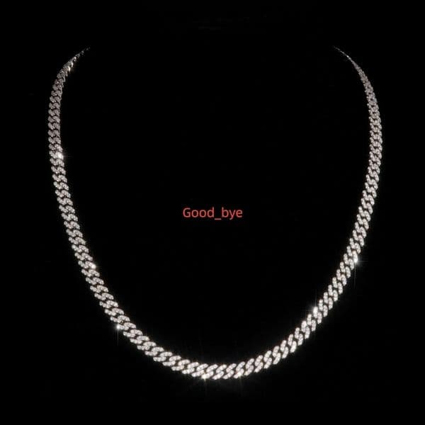 Jewelry 6mm Cuban Chain Customized VVS Round Moissanite with 925 Silver Chain Necklace for Men Women
