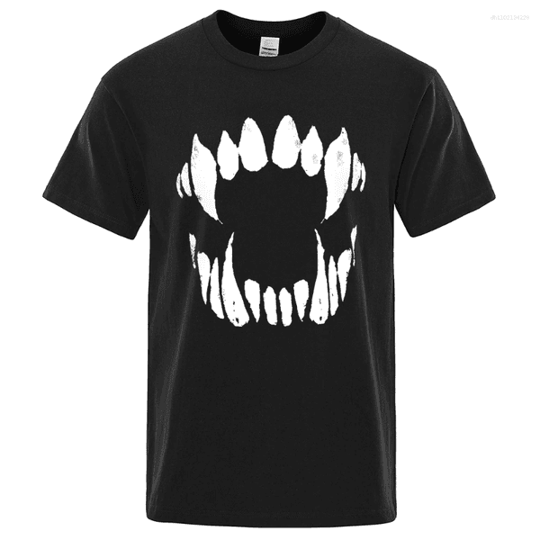 Men's T Shirts Exaggerated Fangs Print Men Women Breathable Loose Clothing Cute Casual Summer Tshirt Fashion Cotton Tees Couple