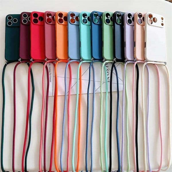 Crossbody Lanyard Solid Color Case For iphone 17 Air 16 15 14 Plus 13 Pro Max Luxury Shockproof Silicone Soft TPU Back Cover 26W0508