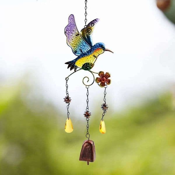 Hummingbird Chimes Suncatcher Wall Window Door Garden Wind Bell Hanging Ornaments Pendant Home Campanula Decoration Craft 26H0508