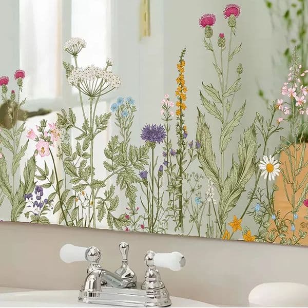 Wild flowers Wall Stickers for Kitchen Backsplash Botanical Border Sticker Peel and Stick Dining Room Decoration 260508