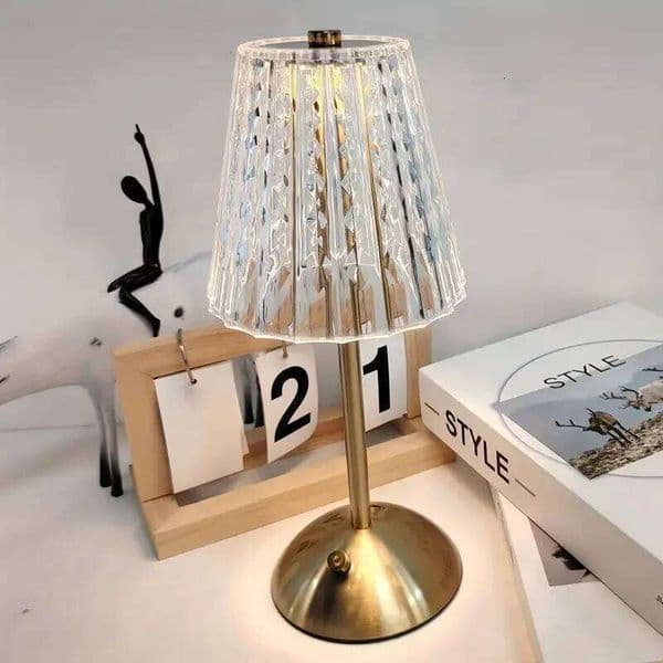 1 PC Luxury-Style Crystal Desk Lamp, Three-color Touch Charging - Suitable Restaurants, Cafes, as a Gift for Others S260508