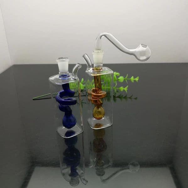 Glass Pipes Smoking Hand-blown Beautifully Handcrafted Smoking Pipe New Mini Square Tube Plate Silk Glass Water Bottle