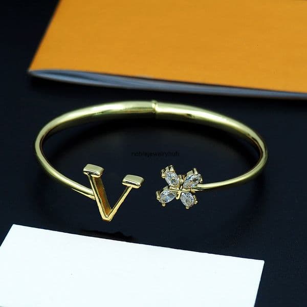louisities lvs Louise lvness Luxury bracelet lou vuttinly Four-Leaf Open Womens -Shape Flower Diamond Lvs Louise Lousi lvness louisities Bracelet