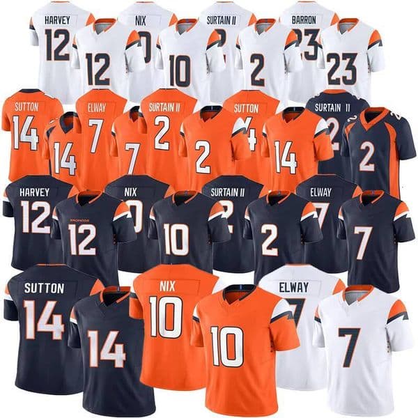 2026 New Jersey Bo Nix Courtland Sutton Bonitto RJ Harvey Barron Talanoa Hufanga Elway Stitched American Football Jersey