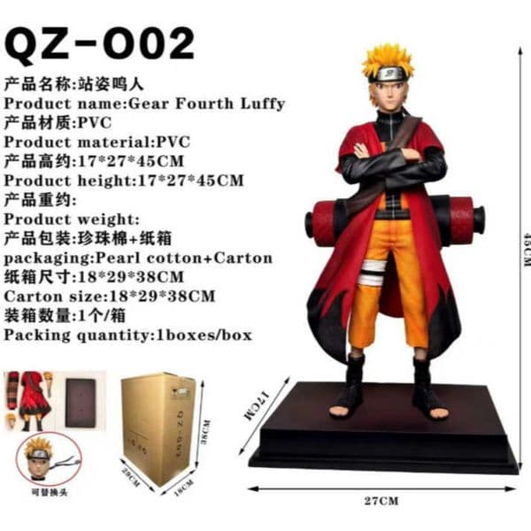 45CM Naruto Figure 0Z-002 Double-sided Sculpted Naruto Figurine Model Ornament Anime Peripheral Statue DecorationL2600509