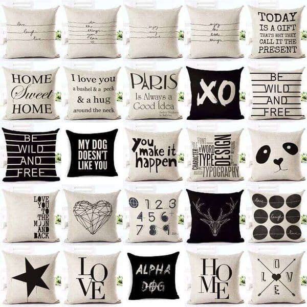 Letter Love Home Cushion Covers Cotton Polyester Black White Cover Sofa Bed Nordic Decorative Pillow Case Almofadas 45x4 26Y0509
