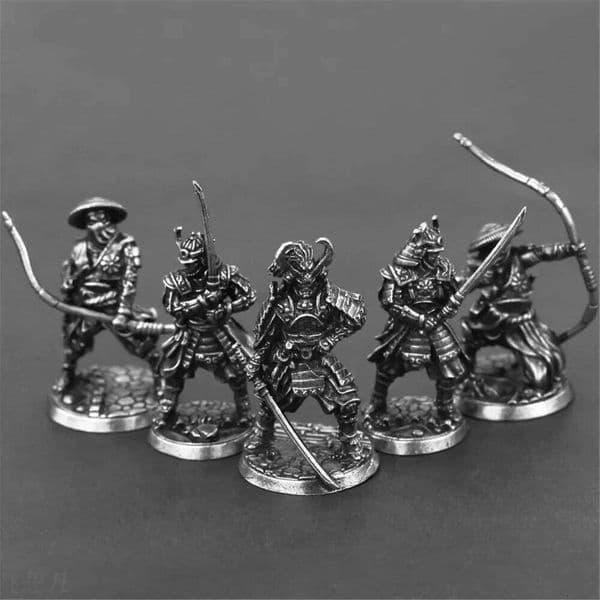 Vintage Copper Japanese Shogunate Samurai Soldier Figurines Miniatures Metal Soliders Model Statue Desktop Ornament Decoration 26L0509