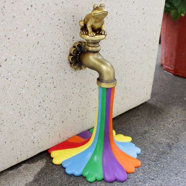 1pc-Flowing Rainbow Resin Statue, Scene Room Garden Decor, Outdoor Ornament, Window Decoration Ornament 26L0509