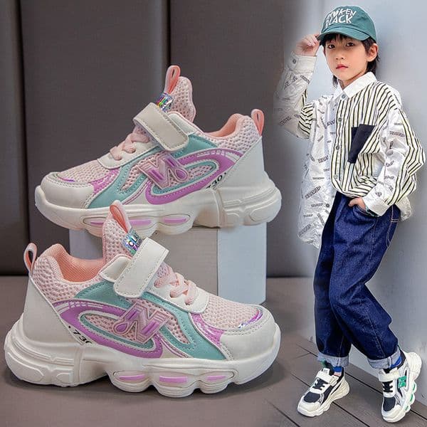 Kids N Letter Retro Jogging Sneakers, American Style Casual Athletic Running Shoes, Breathable Lightweight Non-slip Wear Resistant Trainers